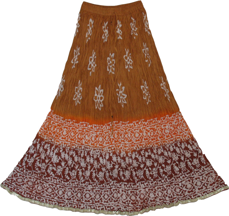 Brown Cotton Long Skirt 