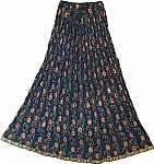 Navy Floral Summer Crinkle Skirt