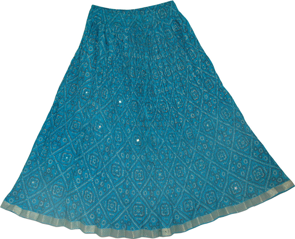 Blue Ethnic Short Skirt