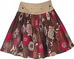 Black Floral Cotton Short Skirt