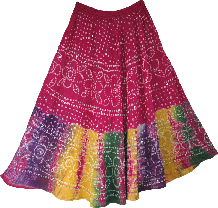 Maroon Flush Ethnic Indian Cotton Skirt