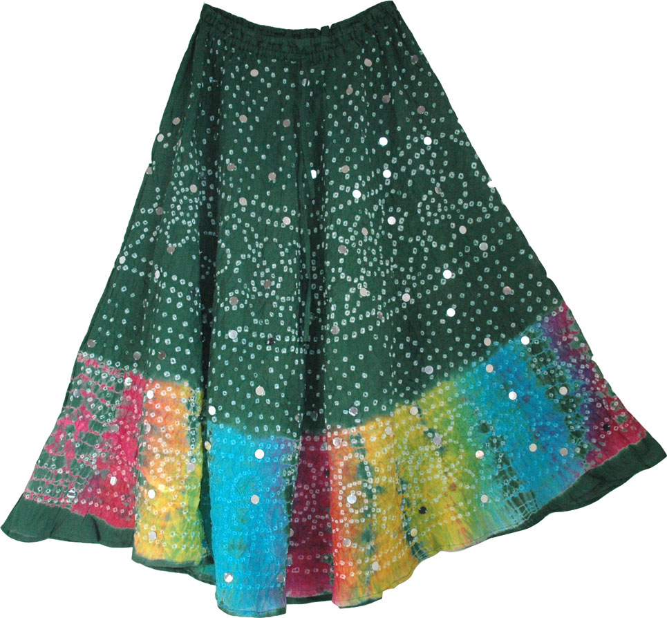 Plantation Green Ethnic Cotton Skirt