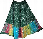 Plantation Green Ethnic Cotton Skirt