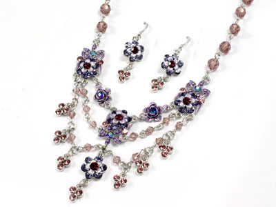 Violet Austrian Crystal Floral Neck Set