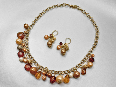 Golden Tone Necklace Set