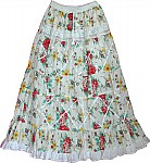 White Floral Peasant Skirt