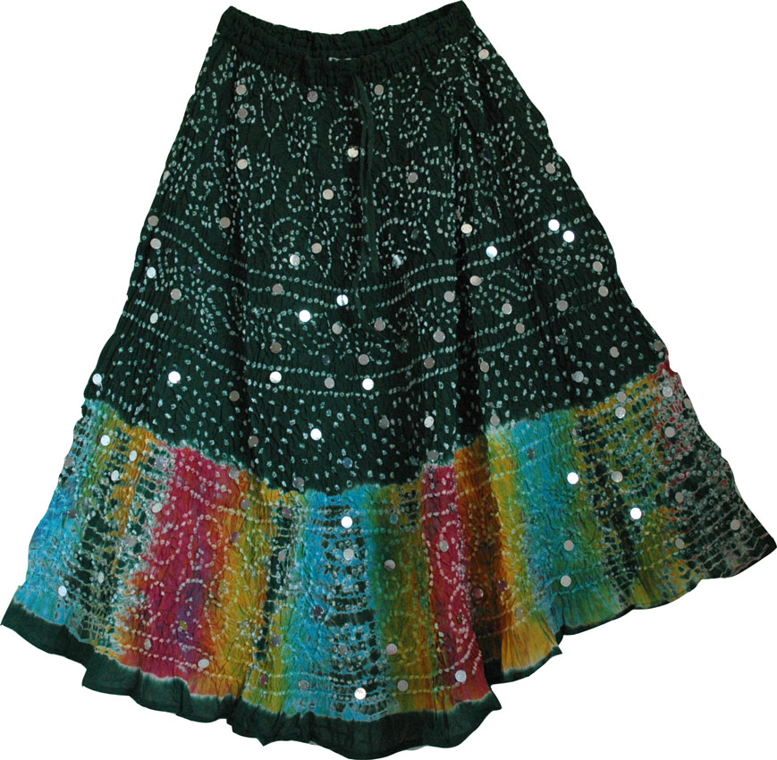 Plantation Green Cotton Boho Skirt