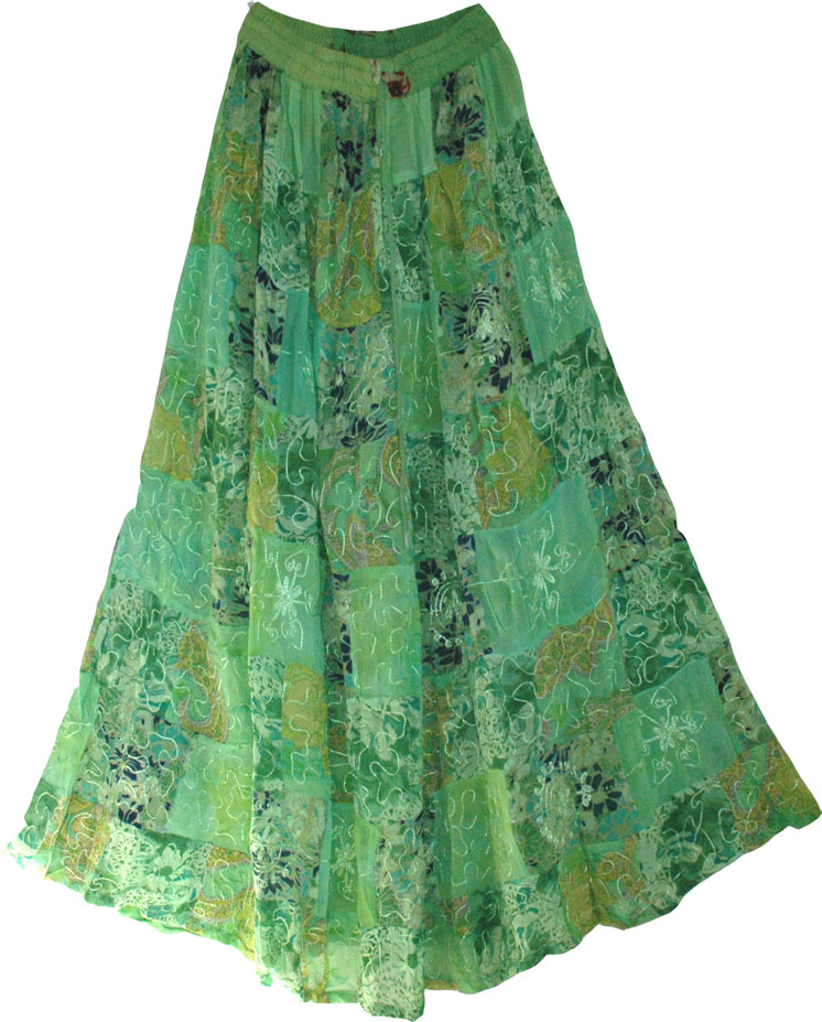 Olivine Green Georgette Skirt 