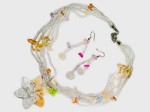 White Mutli Strand Set w/ Lucite Beads