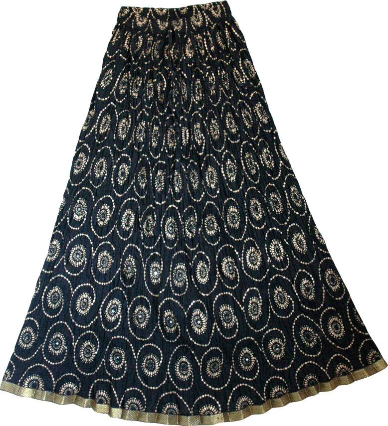 Chakra Ethnic Long Black Skirt