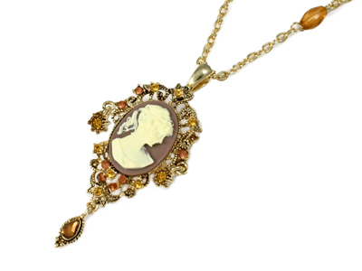 Cameo Pendant w/ Rhinestone Accents