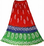 Batik Cotton Red Womens Skirt