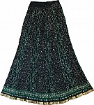 Black Long Skirt in Cotton Crinkle