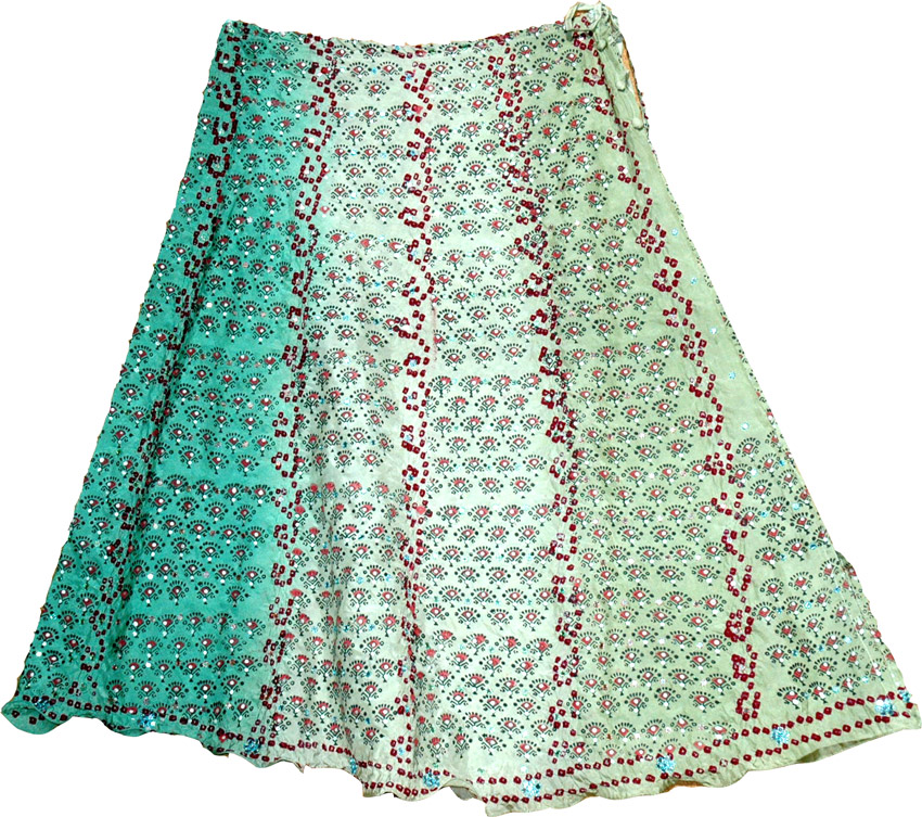Shaded Boho Fashion Silk Skirt, Keppel Ethnic Silk Skirt