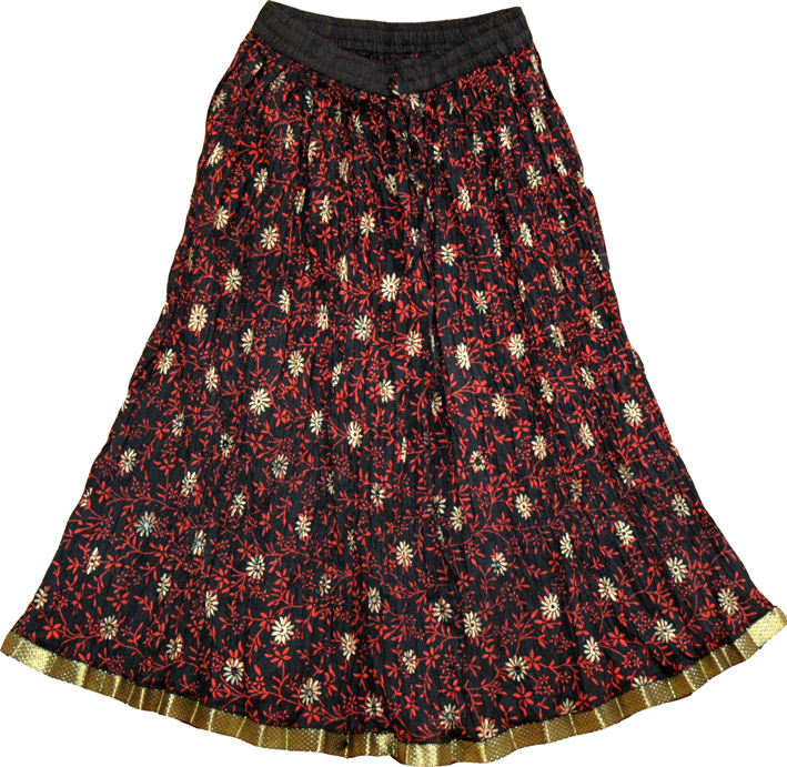 Black Red Ethnic Skirt | Short-Skirts