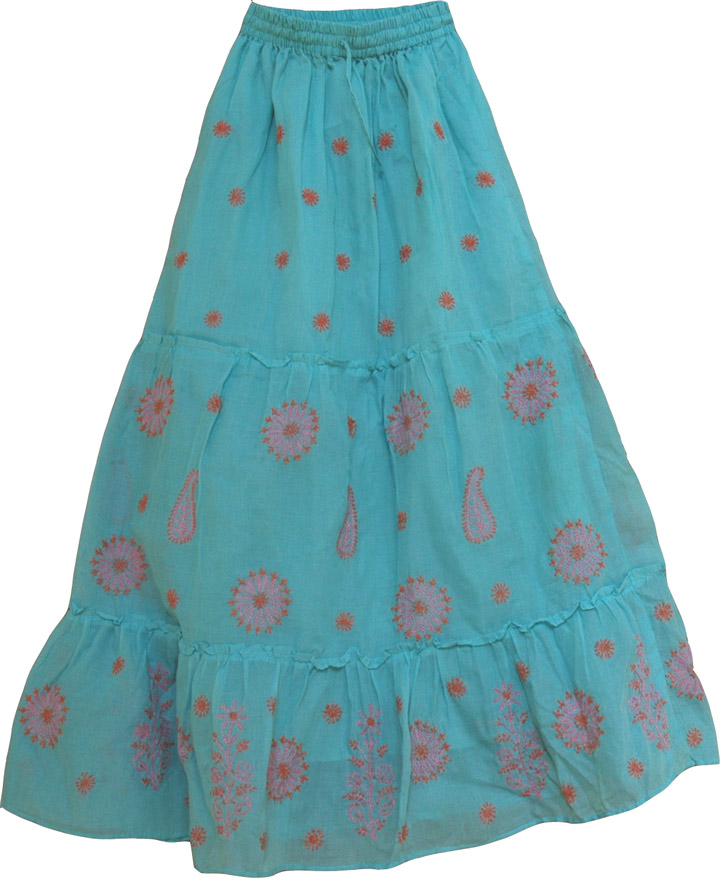 Hippie Blue Cotton Floral Skirt