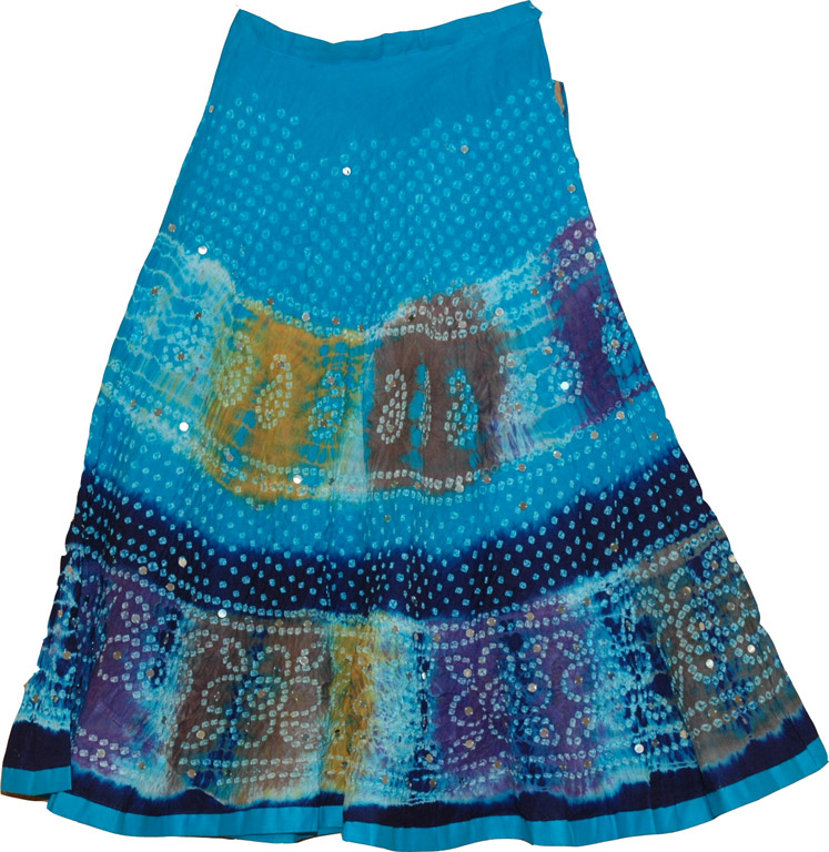 Eastern Blue Ethnic Cotton Skirt | Sequin-Skirts