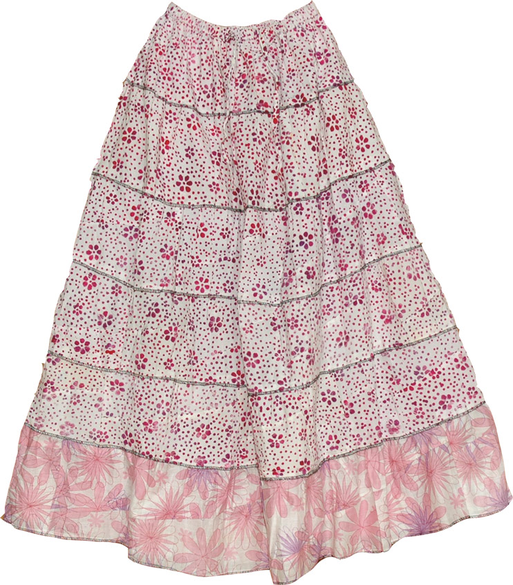 White Floral Peasant Skirt