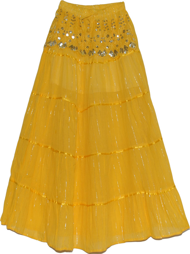 Marigold Sequin Long Skirt