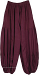 Aubergine Solid Rayon Harem Trousers
