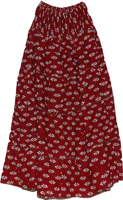 Falu Red Hippie Cotton Long Skirt