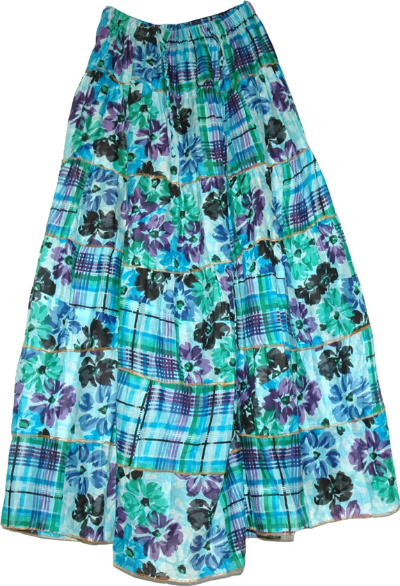 Bohemian Floral Cotton Long Skirt