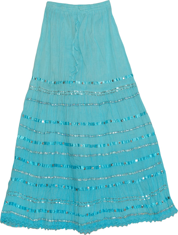 Fountain Blue Sequin Skirt