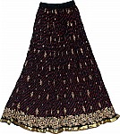 Black Long Skirt in Cotton Crinkle