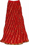 Red Cotton Long Skirt 