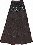 Black Sequin Long Skirt