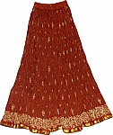 Burnt Umber Long Skirt in Crinkle