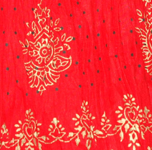 Torch Red Long Skirt in Cotton Crinkle