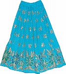 Deep Cerulean Sequin Long Skirt