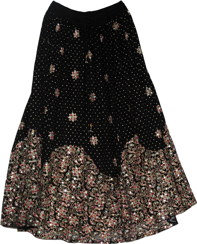 Dancing Long Black Sequin Skirt | Sequin-Skirts