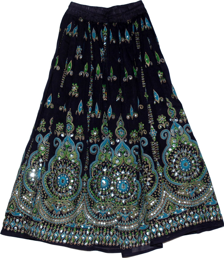 Sequin Skirt with Green and Turquoise