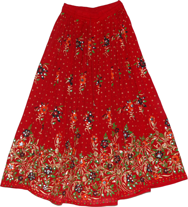 Red Milano Sequin Skirt