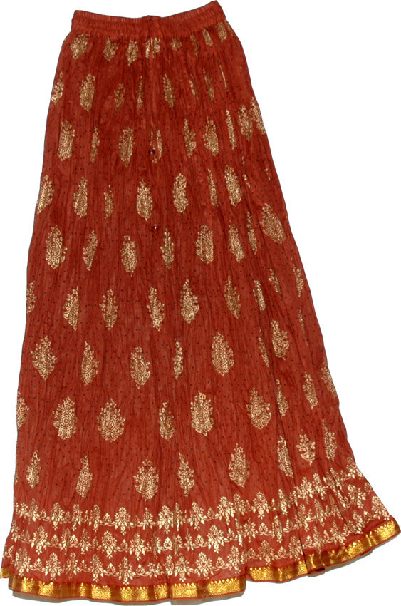 Brown Rust  Ethnic Long Skirt