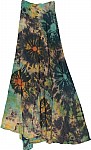 Tie Dye Wrap Skirt In Dark Green