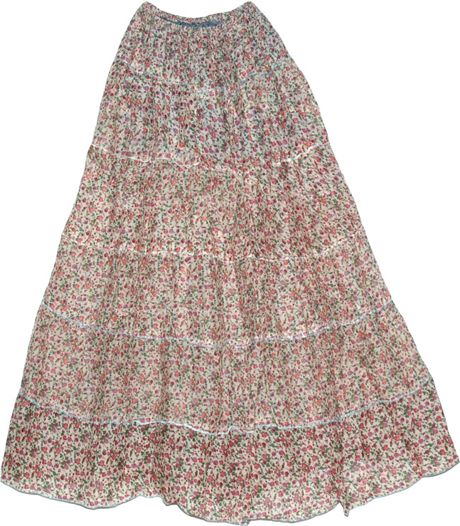 White Floral Peasant Skirt