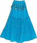 Bondi Blue Sequin Long Skirt