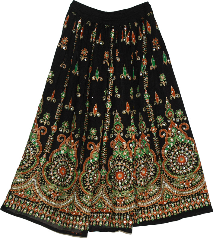 Sequin Skirt with Green and Orange