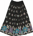 Floral Sequin Long Skirt