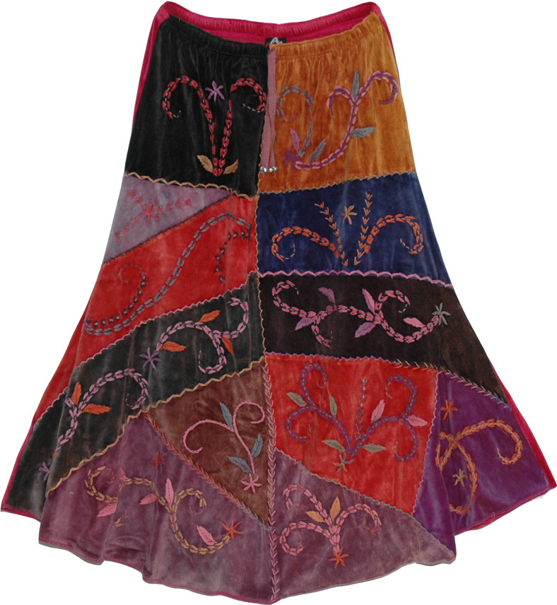 Crimson Winter Skirt in Velvet