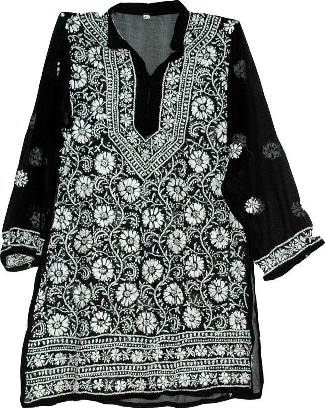 Black White Tunic Top Summer Shirt