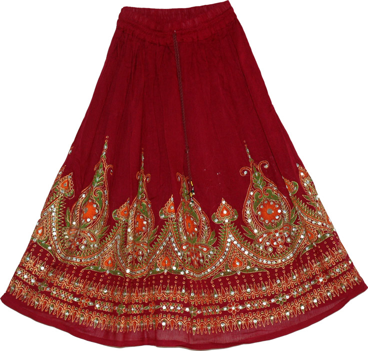 Maroon Oak Sequin Skirt