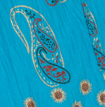 Turquoise Long Skirt in Cotton Crinkle