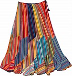 Spiral Cut Fiesta Flowy Rainbow Cotton long Skirt