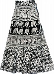 Black White Long Wrap Skirt