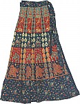 Block Print Designer Long Wrap Skirt