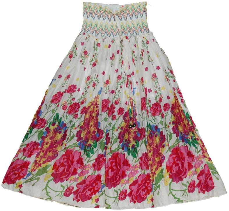 Colorful Maxi Dress Skirt with Smocking